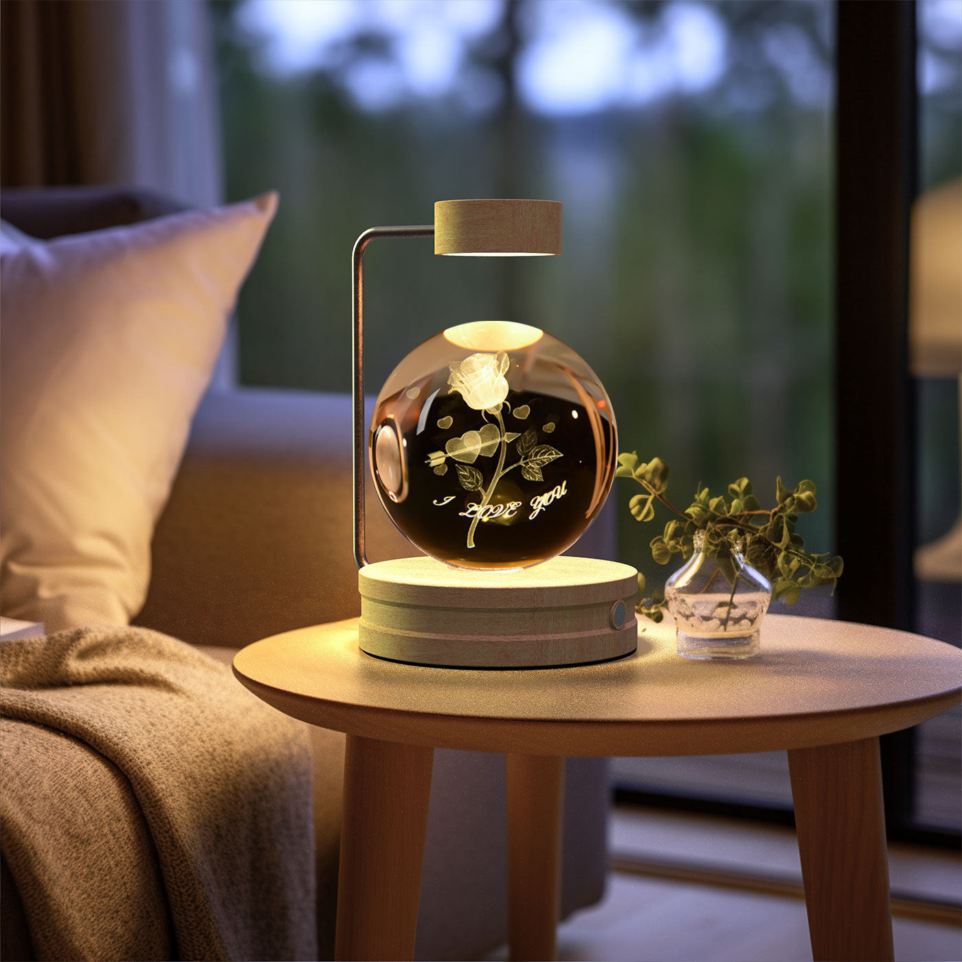 Crystal Ball USB Power Warm Bedside Light Birthday Gift Night Lamp