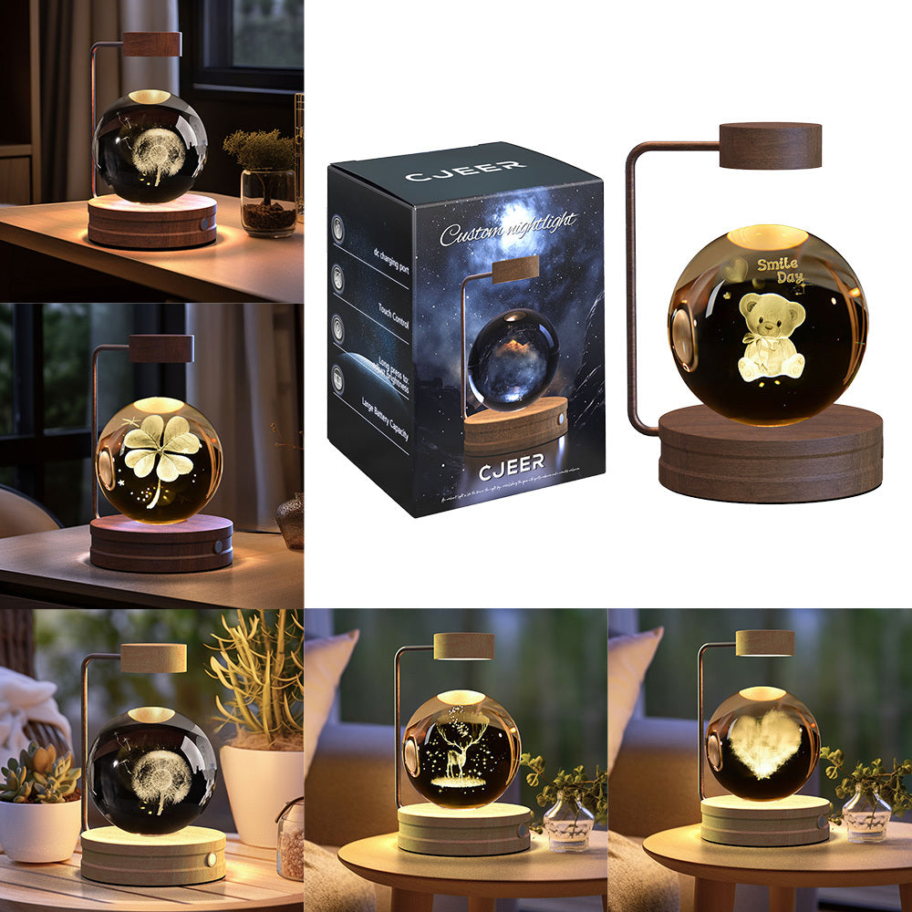 Crystal Ball USB Power Warm Bedside Light Birthday Gift Night Lamp